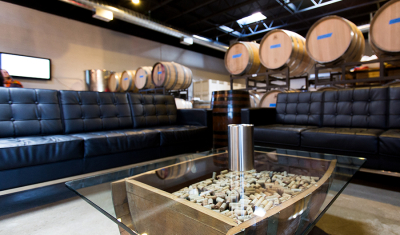 BK Cellars is a Urban Winery in Escondido, CA, Foxlin Architects designed the functional space with tasting lounge in an industrial setting with cosmopolitan flare